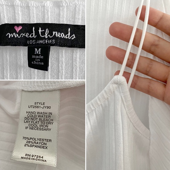 Mixed Threads (juniors) ribbed long sleeve cardi + cropped cami coord set, white - Picture 3 of 11